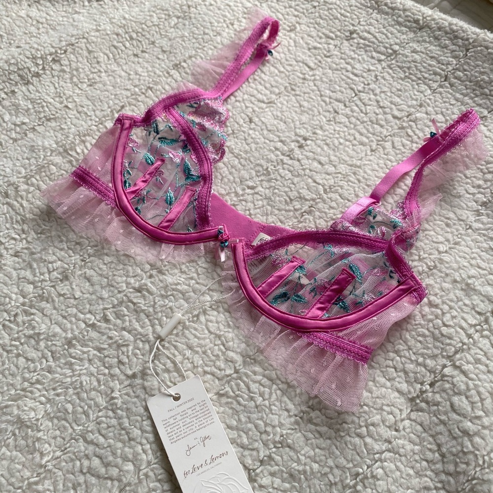 For Love & Lemons Lace Pink Bra